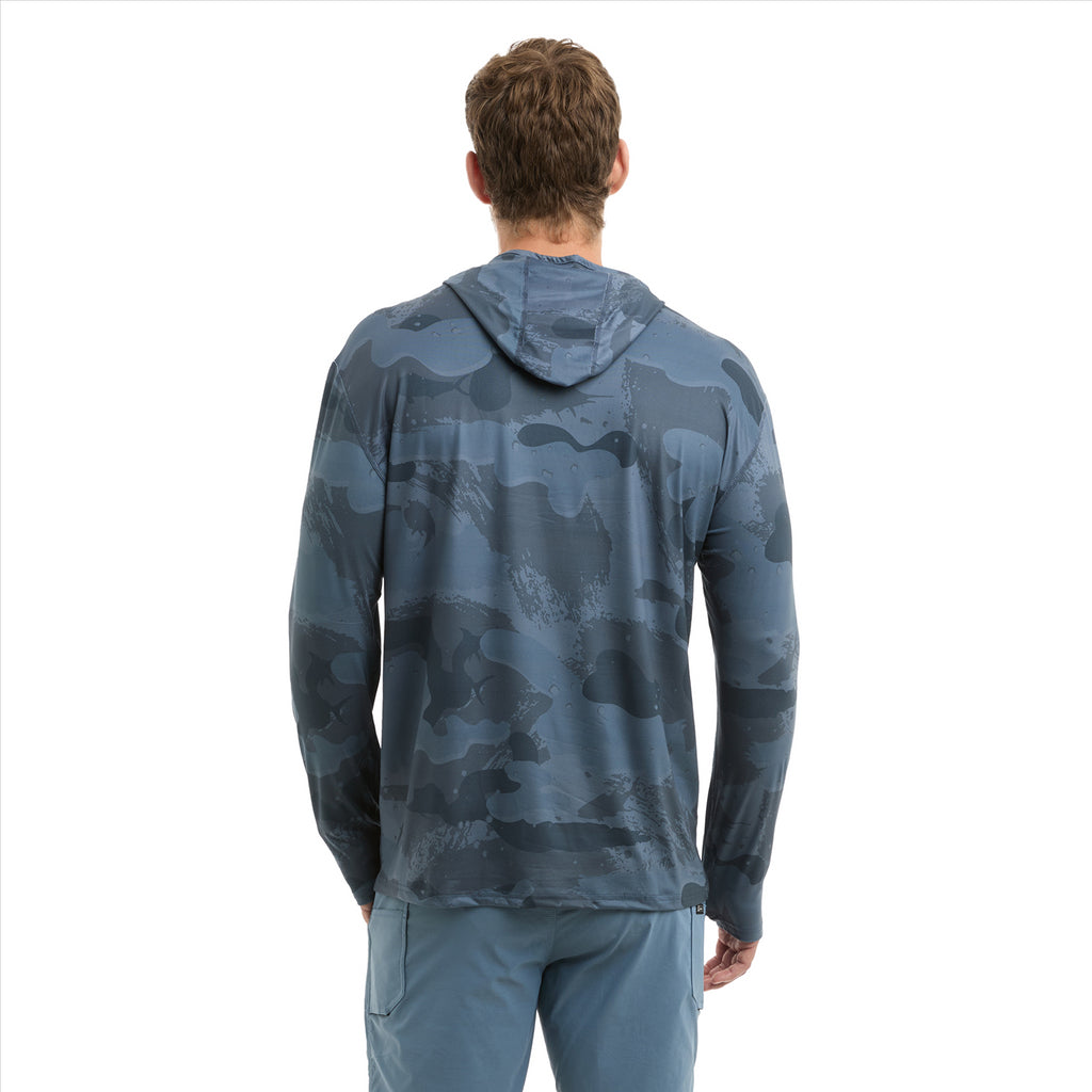 Pelagic Freespool Hooded Performance Shirt - Brush Camo Dark Navy
