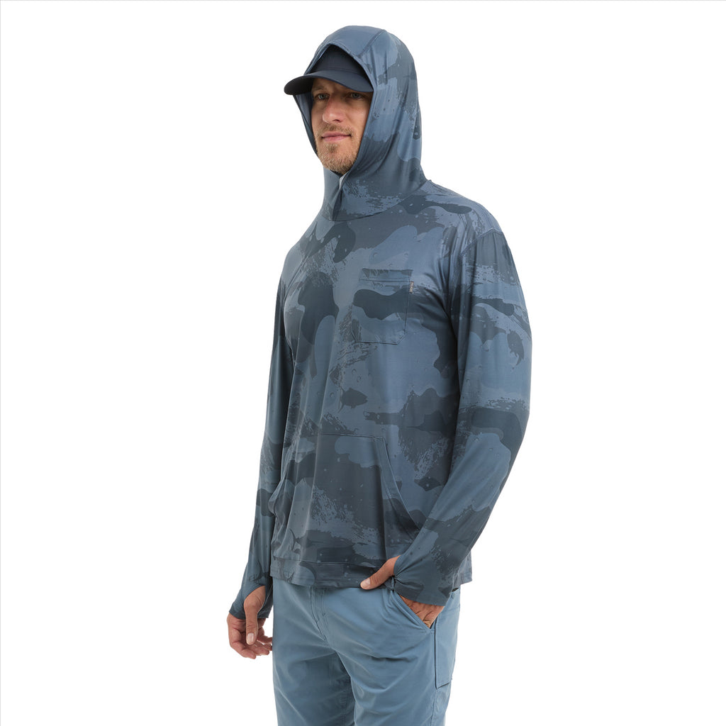 Pelagic Freespool Hooded Performance Shirt - Brush Camo Dark Navy