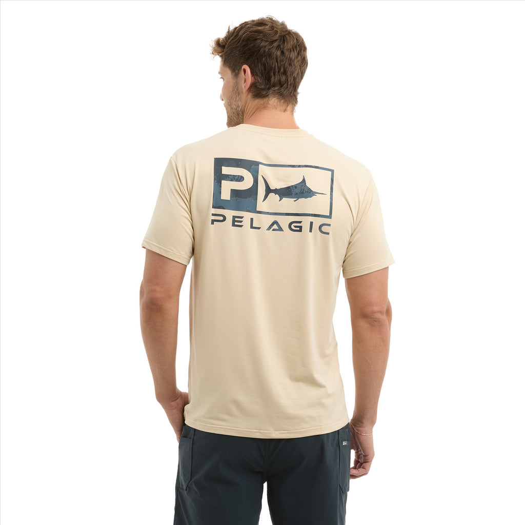 Pelagic Freespool Icon Camo Performance Shirt - Sand
