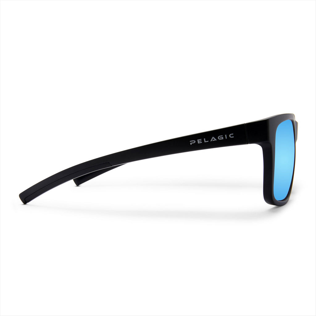 Pelagic Latitude - Polarised Mineral Glass - Matte Black/Blue Mirror
