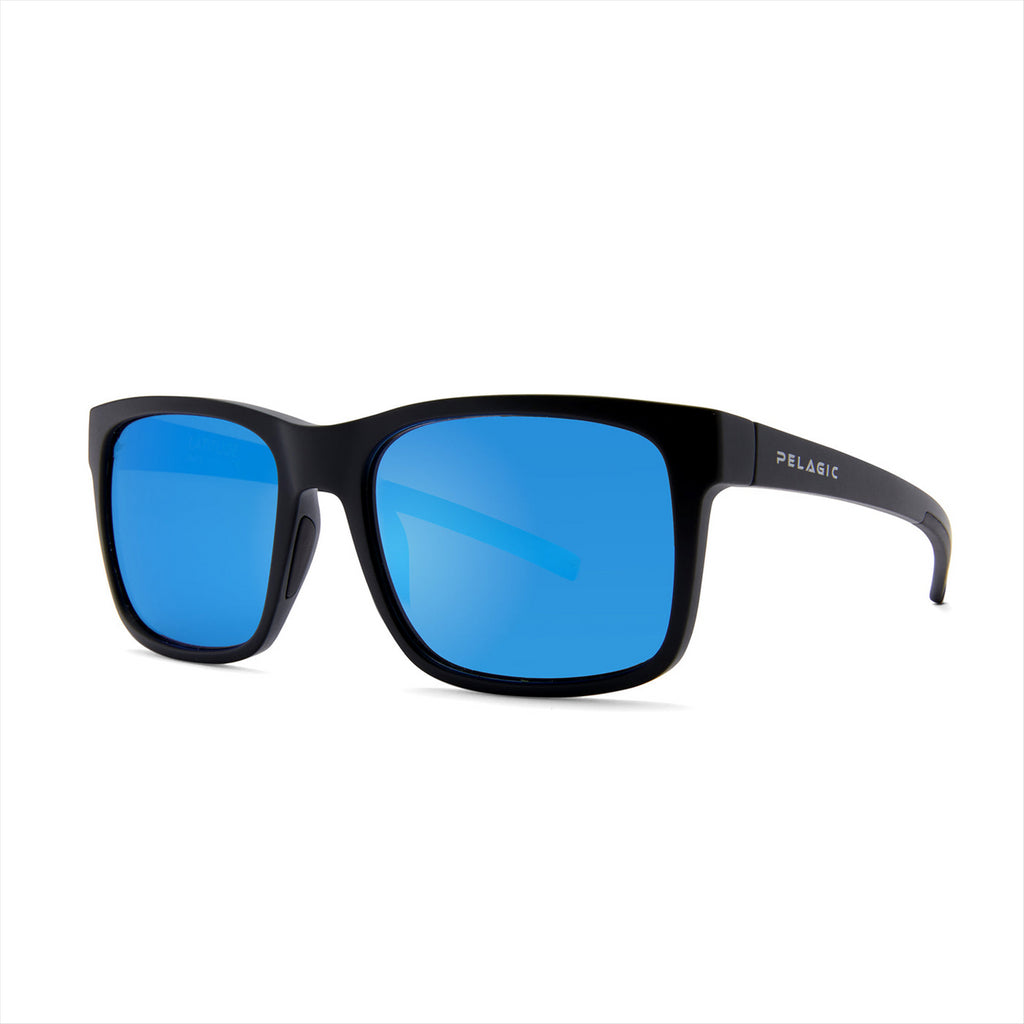 Pelagic Latitude - Polarised Mineral Glass - Matte Black/Blue Mirror