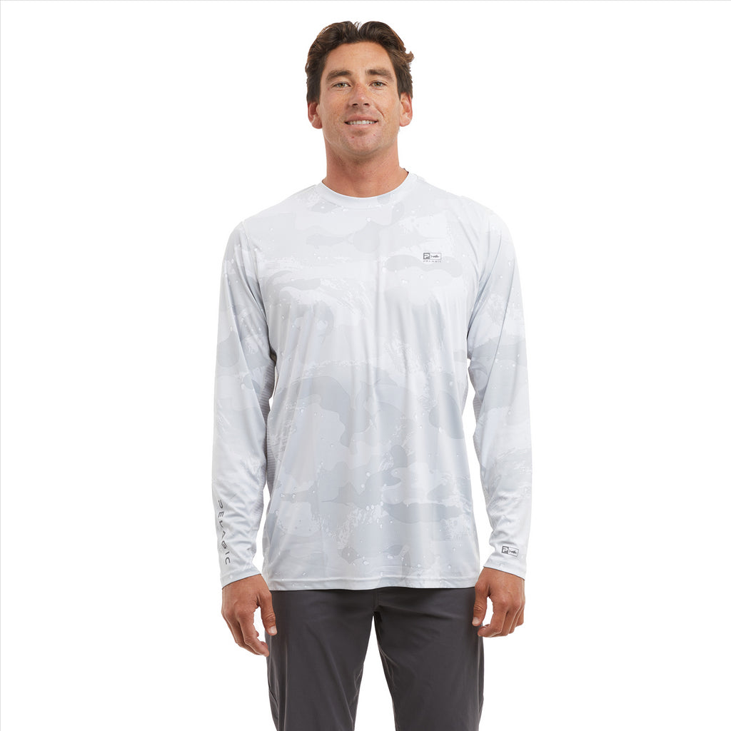 Pelagic Vaportek Fishing Shirt - Brush Camo Light Grey