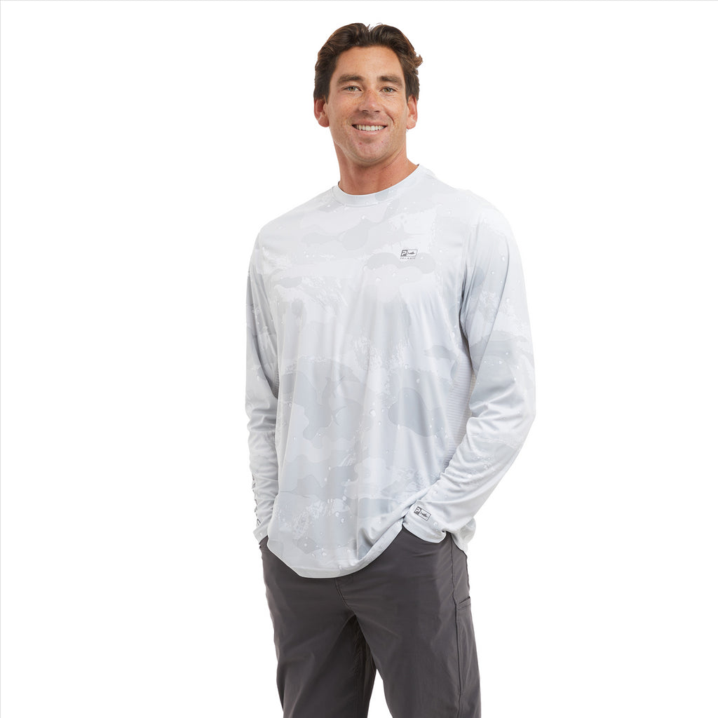 Pelagic Vaportek Fishing Shirt - Brush Camo Light Grey