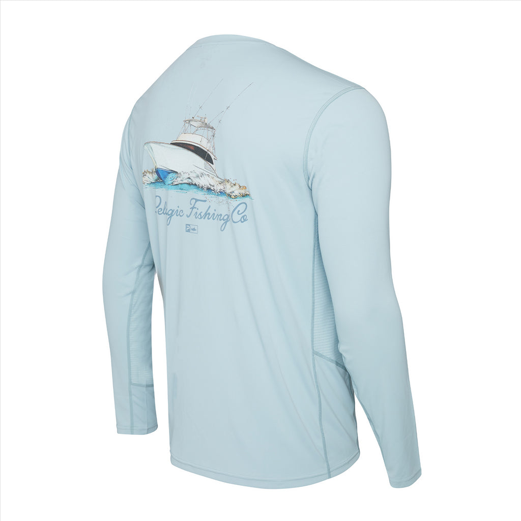Pelagic Vaportek Goione Sporty Fishing Shirt - Blue Fog