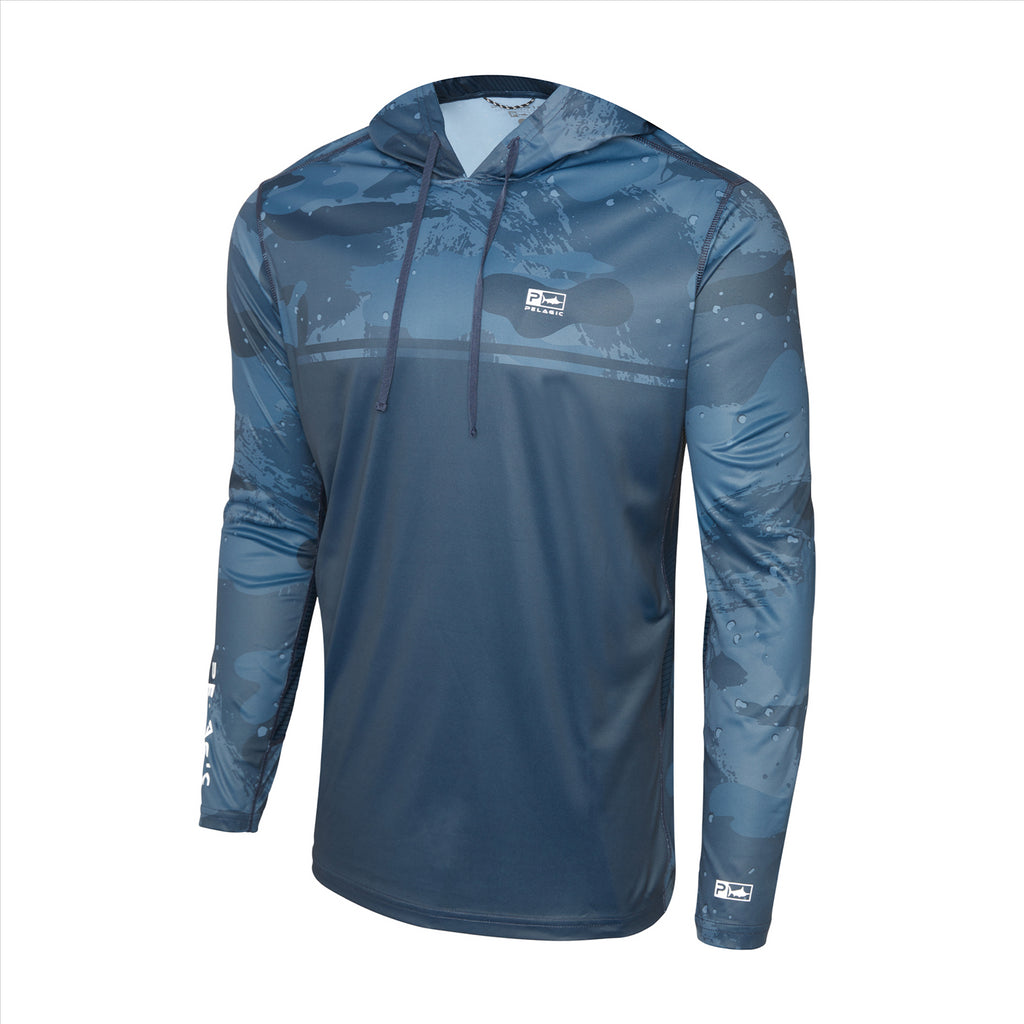 Pelagic Vaportek Hooded Fishing Shirt - Brush Camo Dark Navy