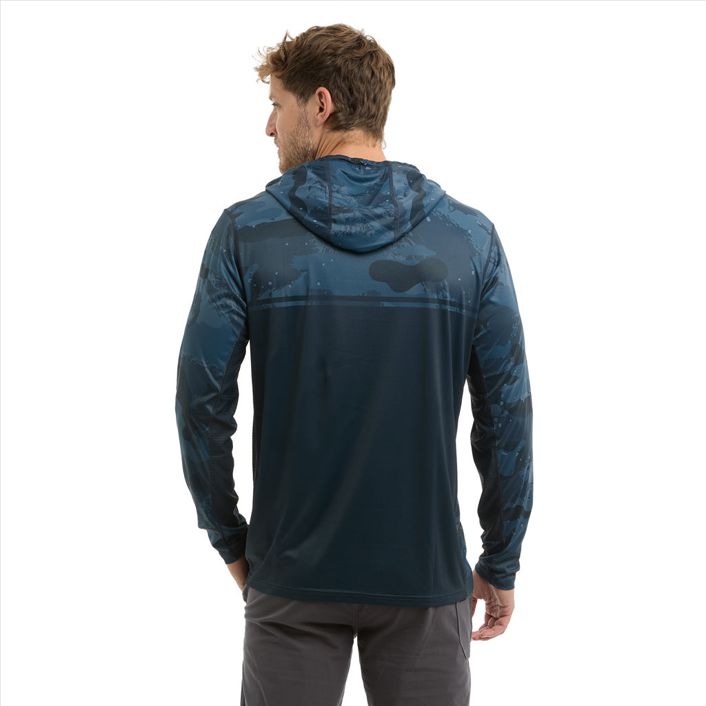 Pelagic Vaportek Hooded Fishing Shirt - Brush Camo Dark Navy