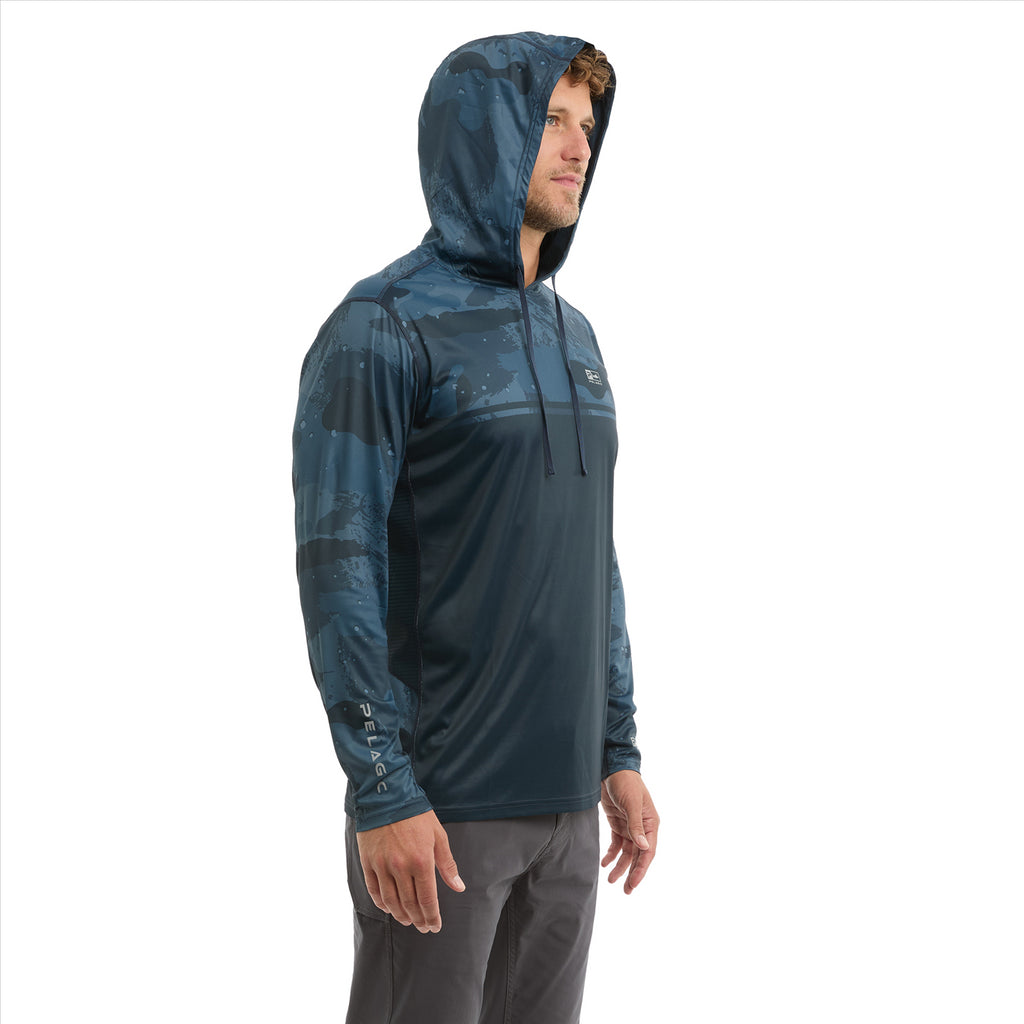 Pelagic Vaportek Hooded Fishing Shirt - Brush Camo Dark Navy