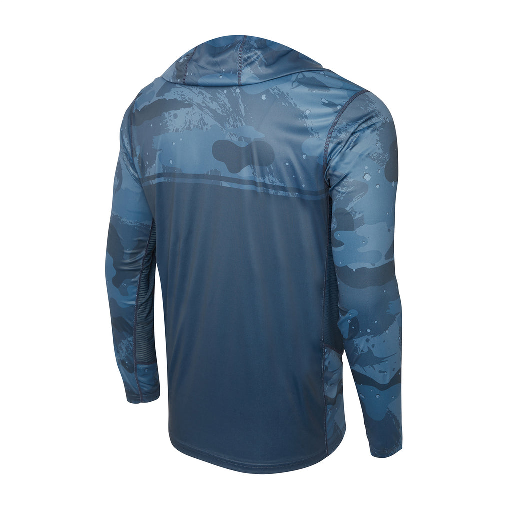 Pelagic Vaportek Hooded Fishing Shirt - Brush Camo Dark Navy
