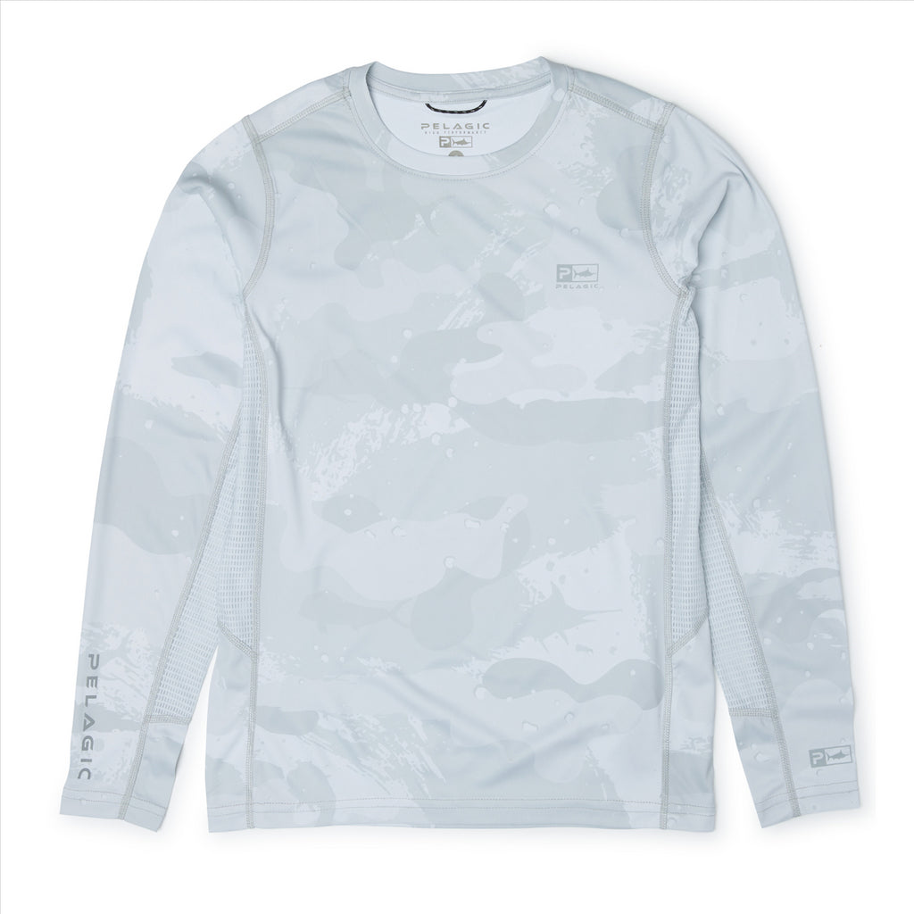 Pelagic Youth Vaportek Brush Camo Fishing Shirt - Light Grey
