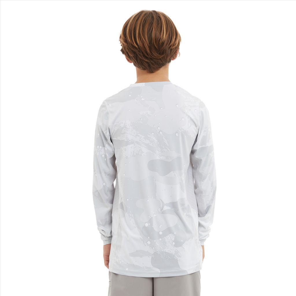Pelagic Youth Vaportek Brush Camo Fishing Shirt - Light Grey