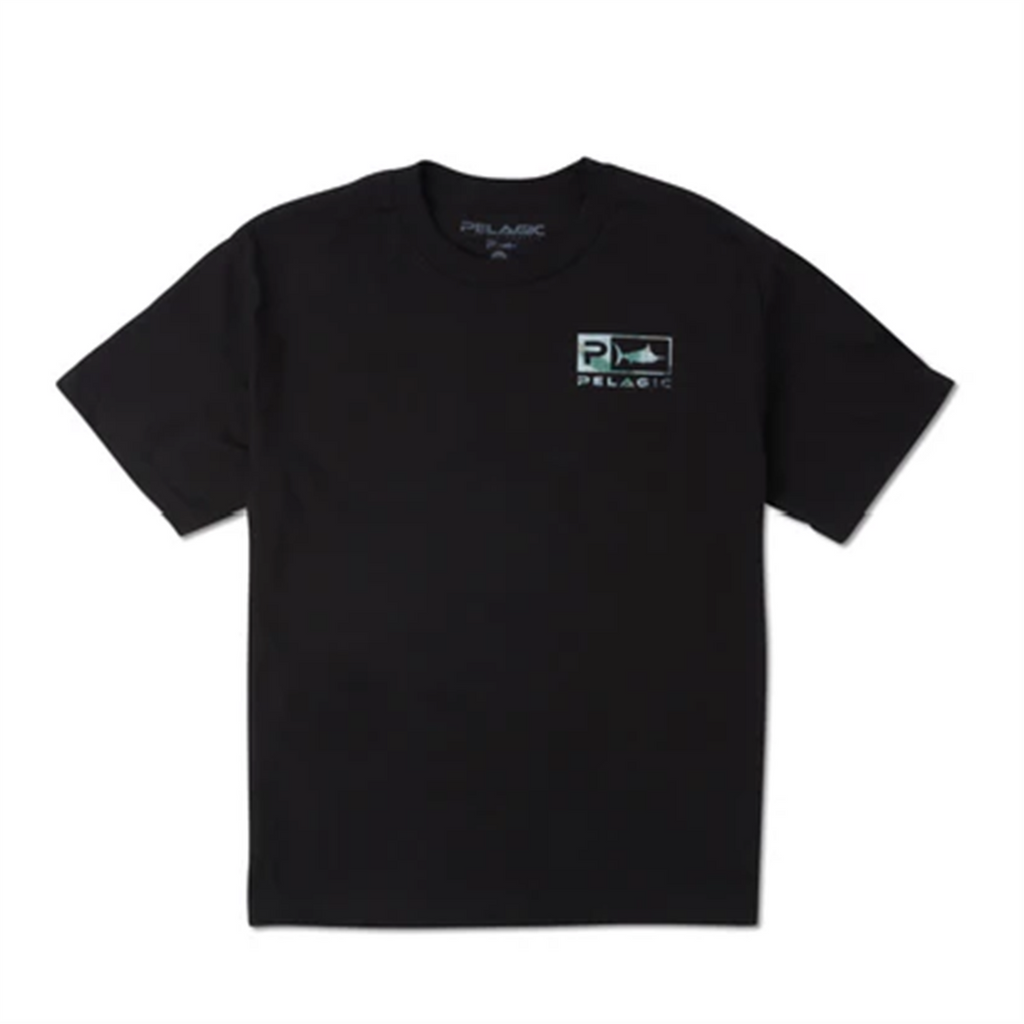 Pelagic Youth Tee Icon Open Seas Camo Black